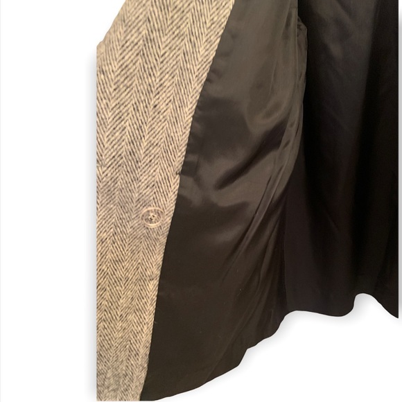 Vintage Herman Kay Black & White Houndstooth Wool Pea Coat Sz S-M - Picture 8 of 10